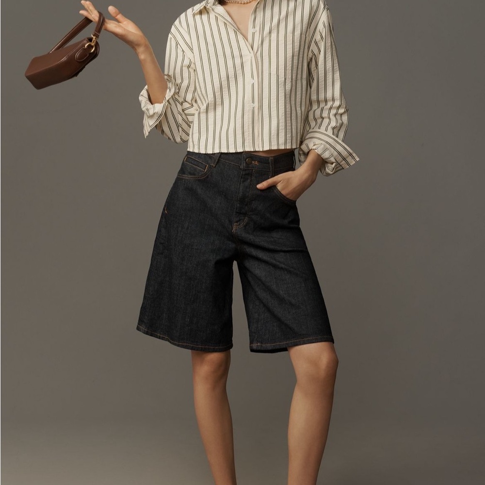 Pilcro Dark Wash Denim Jean Bermuda Shorts